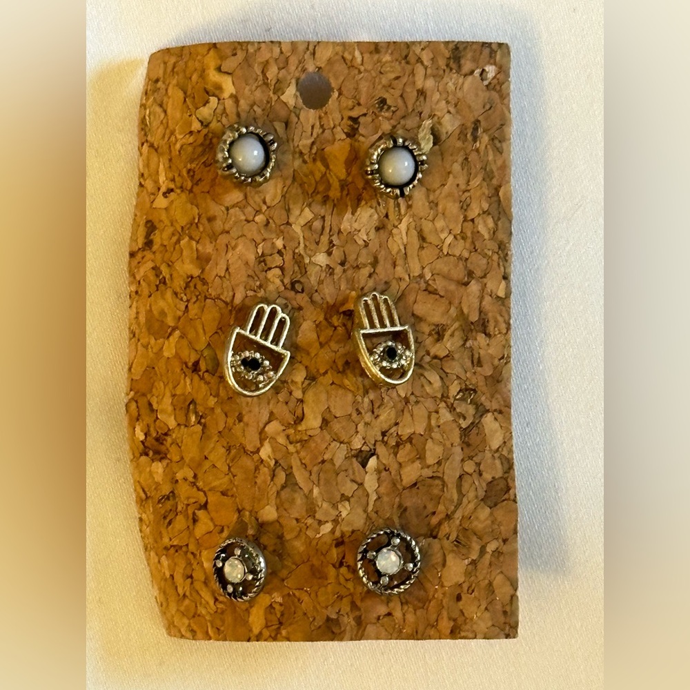 Silver and Gold Bohemian Stud Earring Set of 3